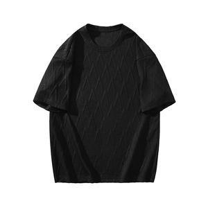 特批P25无差价夏款大码质感纹理短袖T恤男ins潮提花宽松半袖T2002图片