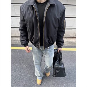 美式高街复古老钱风薄款夹克冲锋衣男女纯色休闲宽松boxy飞行外套，男装夹克，电商A443