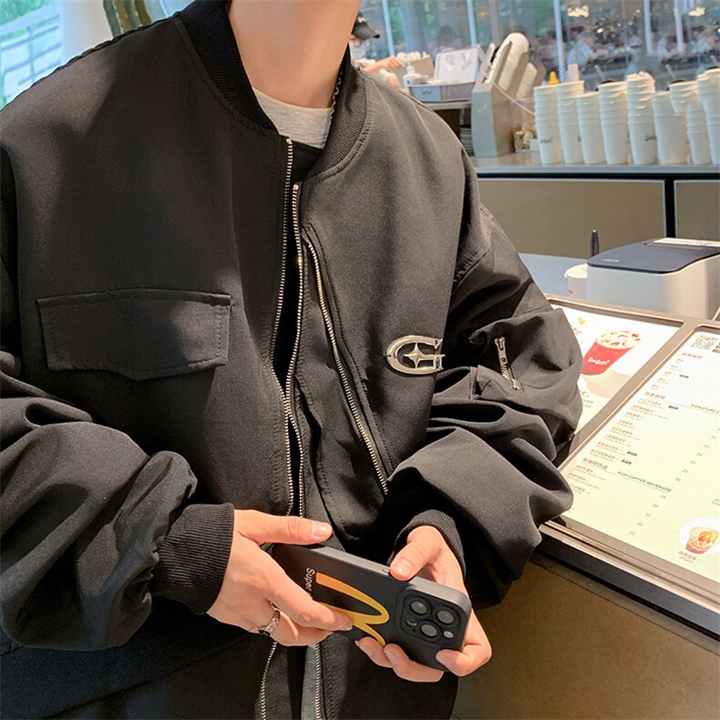 A843-P62秋季痞帅潮流棒球服外套男美式复古宽松休闲设计感夹克,男装夹克,星座512-6