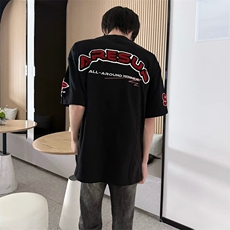 万针全刺绣工艺抖音得物高品质260克重磅纯棉双纱美式高街短袖T恤，男装T恤，电商A486-1