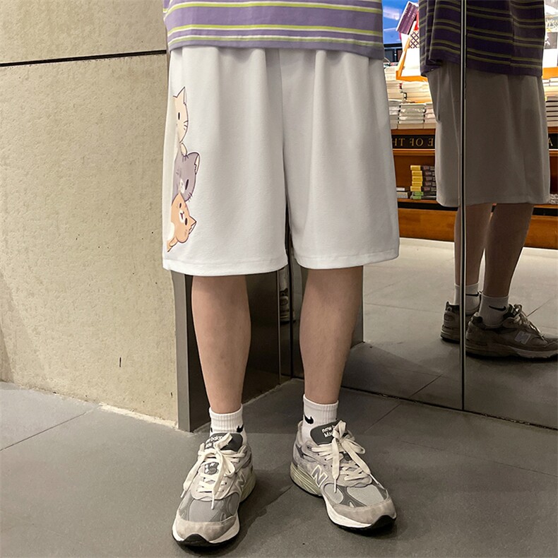 MK37164-P15 冰丝短裤男士大码宽松休闲五分裤男运动中裤 港风图片