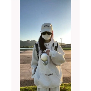 1506-1/WG3221加绒/P46白花灰色高领加绒连帽卫衣男女接刺绣外套,长版红色毛衣怎么搭配外套图片