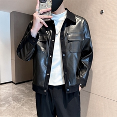 社会小伙男士秋冬皮衣2024秋季长袖夹克店主风JK8008-P130，男装夹克，电商A236
