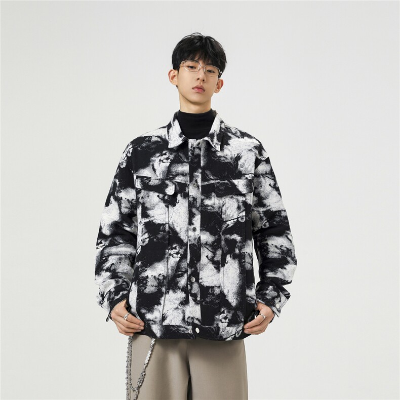 可二开定制扎染雾霾小香风面料大码M-5XL夹克男JK78082P79控128,男装夹克,星座227-7