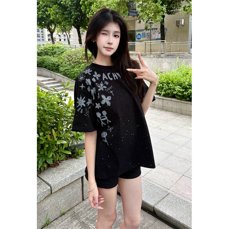 万针全刺绣工艺抖音得物高品质260克重磅纯棉双纱美式高街短袖T恤,男装T恤,电商A486