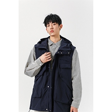 8XL-M四季工装外套街头机能口袋连帽防水无袖马甲坎肩JK1316P78，男装夹克，电商D206-1