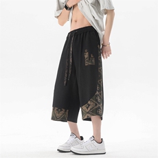 2025新款拼接七分裤波斯米娅复古八分裤男女大码花裤衩2578-P35，男装牛仔裤，星座207