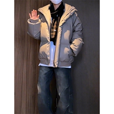 现货5W件冬季三防重磅硬挺boxy短款羽绒立领PU皮棉衣外套加厚棉服，男装棉衣，电商A486-1