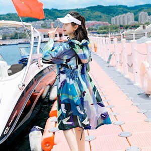 迷彩防晒衣女中长款2023夏新款长袖超仙透气防晒服过膝洋气薄外套图片