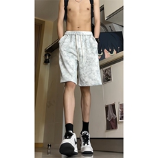 夏季巴黎脏脏短裤宽松扎染运动五分裤A463特P33控68，男装牛仔裤，电商A309