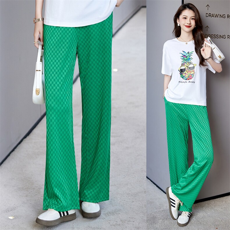 夏装搭配一整套女2024新款时尚炸街休闲减龄气质t恤阔腿裤，女装休闲裤，时尚俏佳人