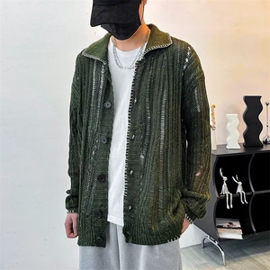秋冬慵懒复古高级感镂空毛衣开衫百搭简约文艺男女外套 MY856图片