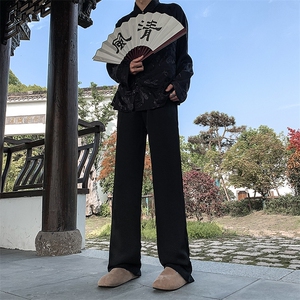 现货 新中式风夏季休闲冰丝高级感垂感直筒西裤男 KK433-P55图片