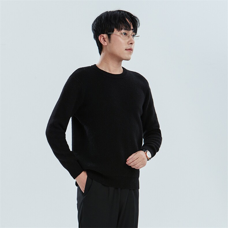 2024年秋季套头修身型圆领纯色羊毛针织衫男装，男装羊毛衫，牧绒家园高端店