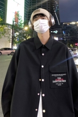 港风23新款秋季时尚百搭宽松字母印花衬衫外套S95P45控68，男装衬衫，电商A247