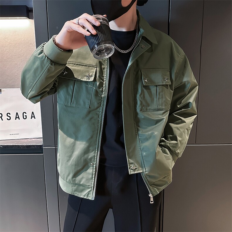 2024新款工装外套男士潮牌痞帅翻领飞行夹克休闲秋装上衣JK10-P95,男装夹克,电商D323（原B261）