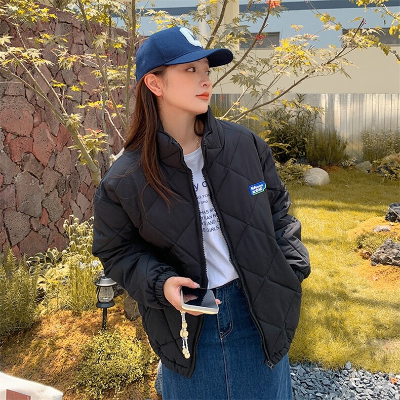 菱形格子压皱立领棉衣复古外套女可爱棉服C582-80,男装棉衣,星座911-2(原星座613-2）