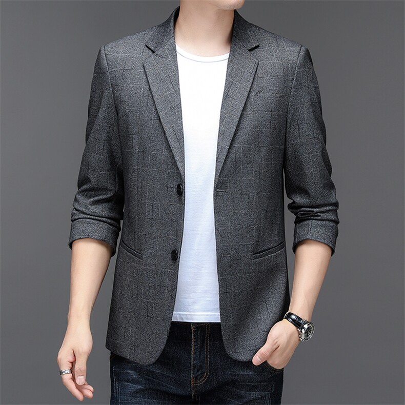 秋季新款西装男弹力针织西服简约外套西服商务休闲小西装单西,男装西服,电商B360