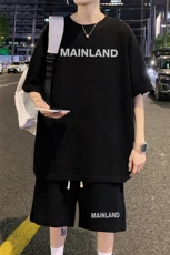 ！2025夏季新款男士华夫格短袖套装百搭学生一套HTZ122P50，男装T恤，电商B220