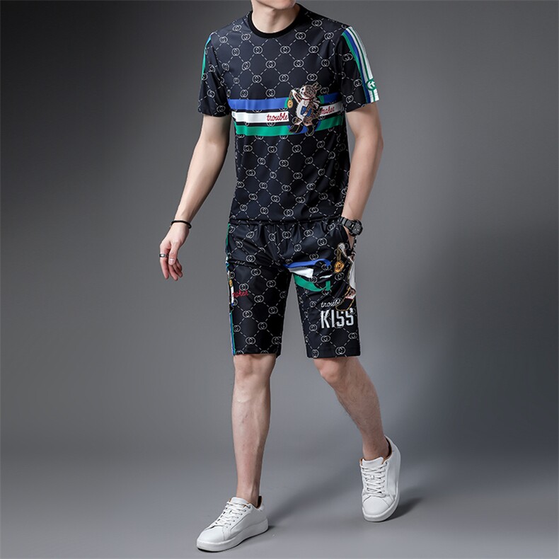 JG22-16男士2023年春夏季新款运动套装短袖短裤T恤卫裤二件套P125,男装休闲套装,电商B360