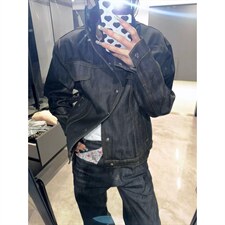 已做货DJK007-特批80自制工装立领原牛牛仔外套，男装工装外套，星座603-2