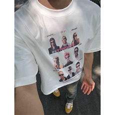 网图有货美式复古人像短袖T恤男女宽松情侣打底上衣tA373-P25，男装T恤，星座1505