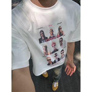 网图有货 美式复古人像短袖T恤男女宽松情侣打底上衣t A373-P25图片