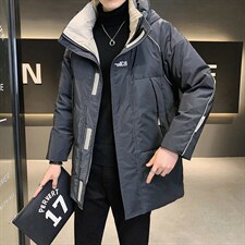 冬季店主风白鸭绒反光条羽绒服修身连帽上衣潮男外套YR8038-P290图片