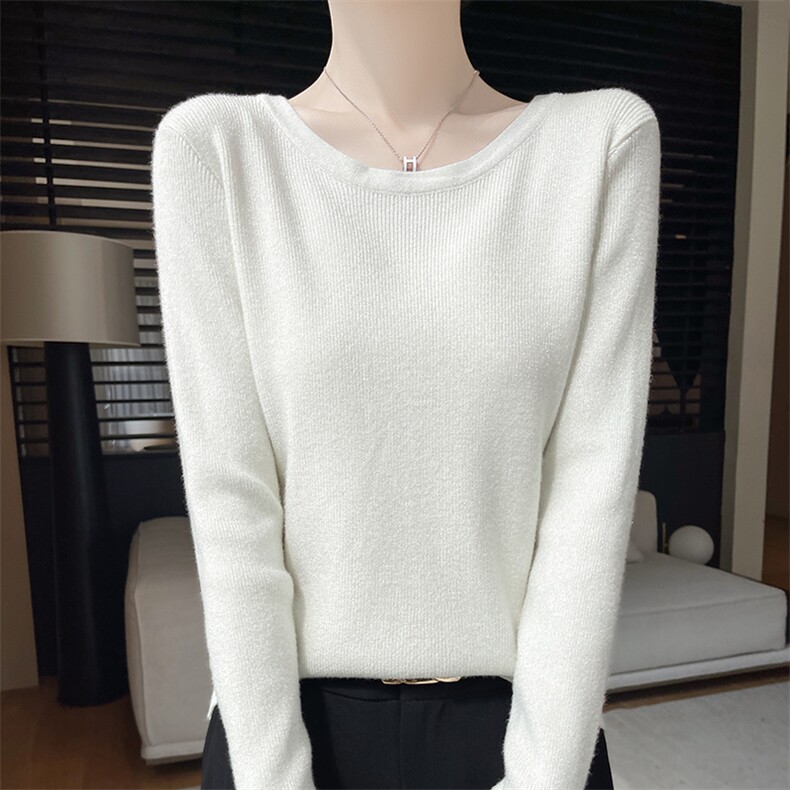 亮丝时尚圆领打底衫内搭针织衫洋气显瘦低领秋冬毛衣外穿洋气上衣，女装卫衣/绒衫，圣丽羊绒