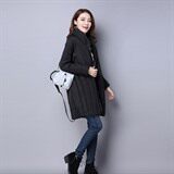 直筒中长款口袋长袖拉链纯色棉衣/棉服时尚韩版2020年冬季，女装棉衣/棉服，独衣靓