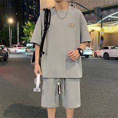 肌理纹提花套装X5506-TP55控价78休闲运动套装贴标T恤一整套，男装T恤，电商A102-1