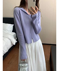 新款针织开衫女V领宽松显瘦长袖叠穿上衣，女装针织衫/毛衣，半城羊绒