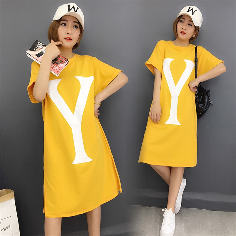 中长款男友风韩版潮流时尚百搭休闲修身显瘦气质优雅2021年夏季短袖，女装T恤，诗贝淇