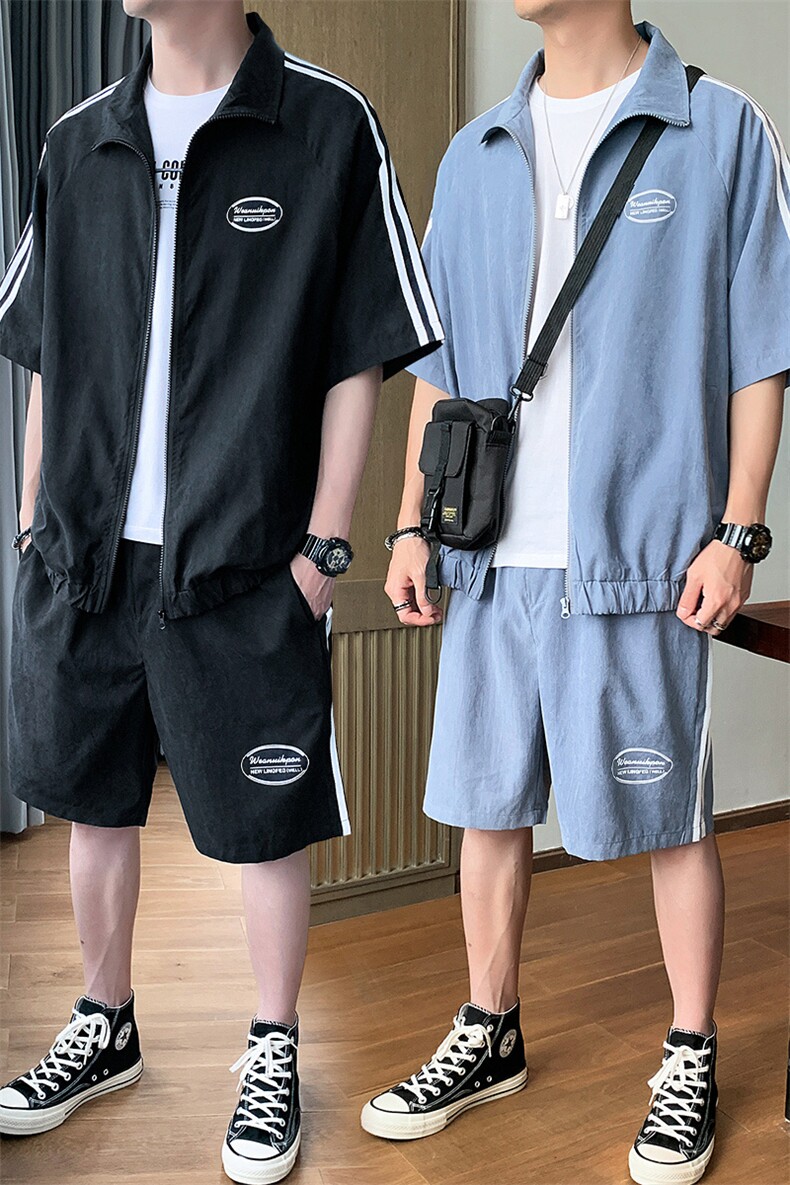 短袖男防晒衣开衫韩版夏季新款潮牌五分裤套装DS787T,男装休闲裤,电商A102