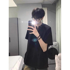 半拉链垫肩t恤男设计感重磅短袖美式高街cleanfit半袖WLT033-P38，男装T恤，星座1008