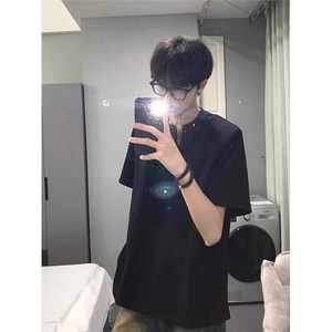 半拉链垫肩t恤男设计感重磅短袖美式高街cleanfit半袖WLT033-P38图片