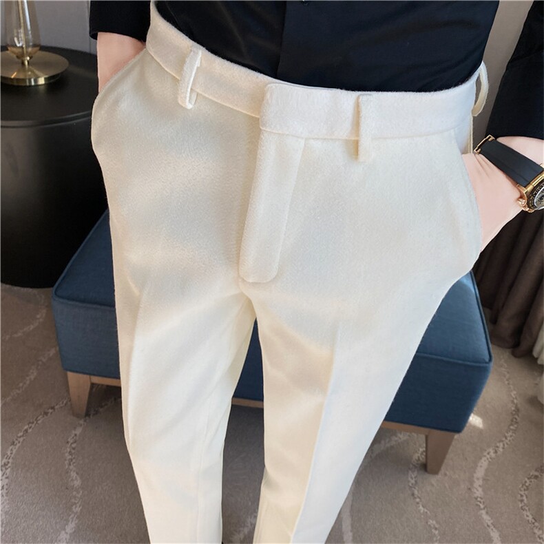 秋冬加厚毛呢西裤男士商务西裤小脚休闲裤高级感XK172-P60,男装西裤,电商A213