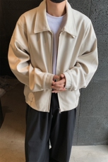 双拉链双层领设计毛呢大衣外套男韩版短款呢子夹克-F2467-P105，男装夹克，电商B289