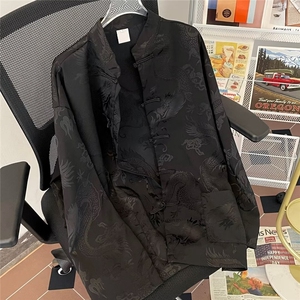新中式风长袖衬衫男夏季汉服盘扣唐装道袍衬衣外套S1100-p45图片