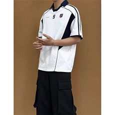 男装夏季新品美式球衣运动衣服翻领POLO衫男宽松拼接T恤T7506，男装Polo衫，星座1116A（原606A-3）