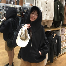抖音得物高品质25秋冬美式高街宽松结构防风高领连帽卫衣外套W60，男装卫衣，电商A486