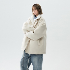 抽绳立领呢子羊羔绒内胆棉衣宽松加厚保暖抗寒棉服A170-N65-P125图片