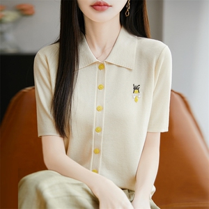 天丝翻领蜜蜂短袖图片