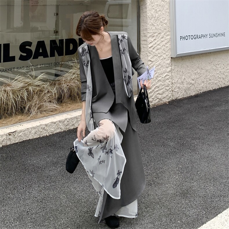 2025年秋季新款西装网纱女通勤套装洋气25-35周岁，女装套装/套裙，橙子家