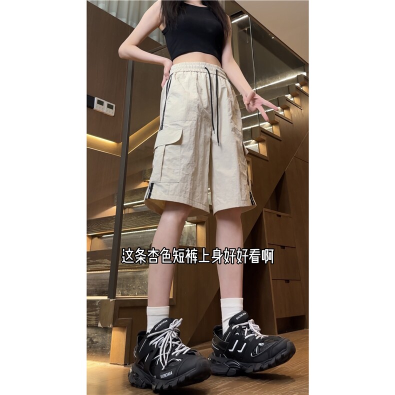夏季新款工装口袋条纹宽松速干休闲五分裤B315-K24170-特p30控58图片