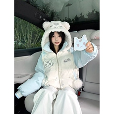 15066-1/G78530/P99学院风猫咪魔术贴连帽棉服1，男装棉衣，星座1506A