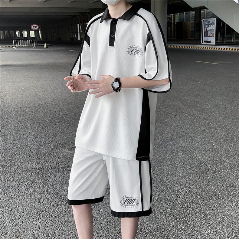 休闲运动服套装男夏季短袖POLO衫青少年短裤潮牌两件套TZ01-P55,男装休闲套装,星座308B-2