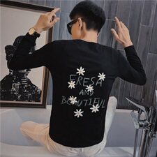 5秋季长袖修身T恤印花社会精神小伙韩版潮男打底衫C301B-CT13，男装T恤，电商C301B
