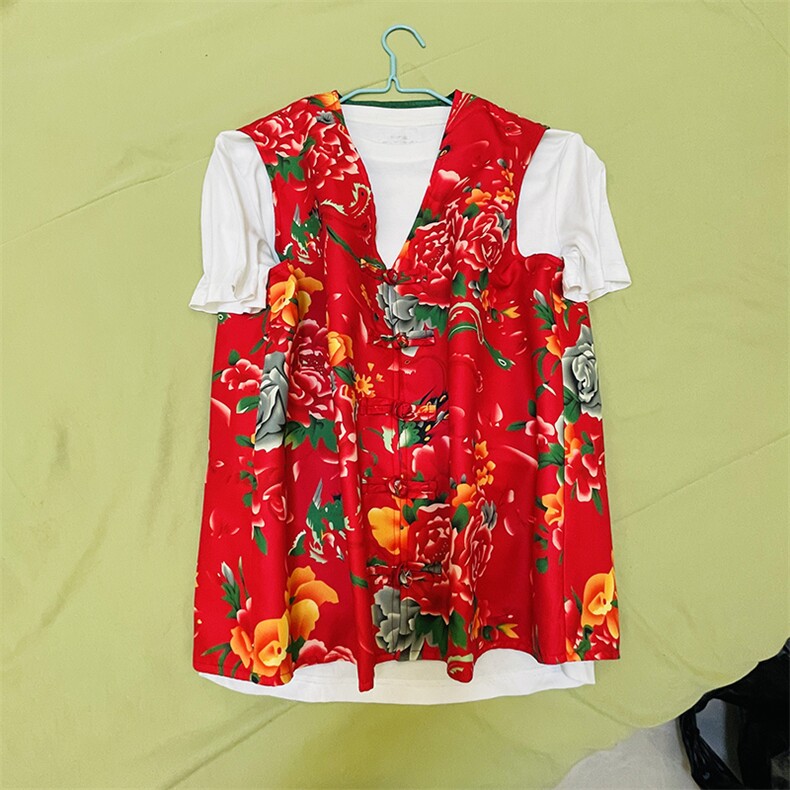 RM1情侣大花马甲双层团队服喜庆婚礼服M-5XL大码，男装背心/马甲，星座115A-1