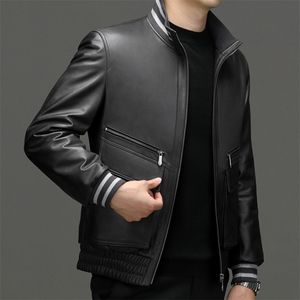 2319冬季新款海宁真皮羽绒服男牛皮鹅绒服短款男装加厚P1020图片
